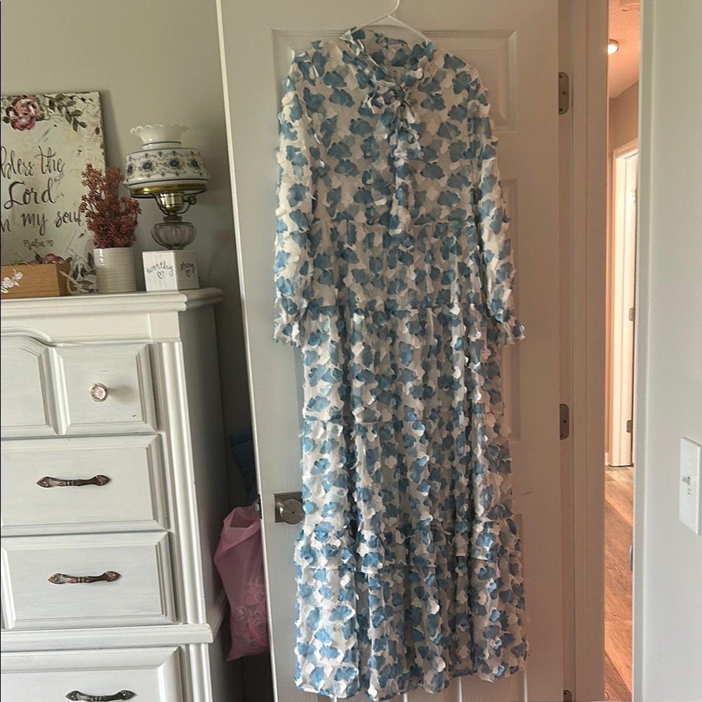 Floral Blue and White Women's Dress